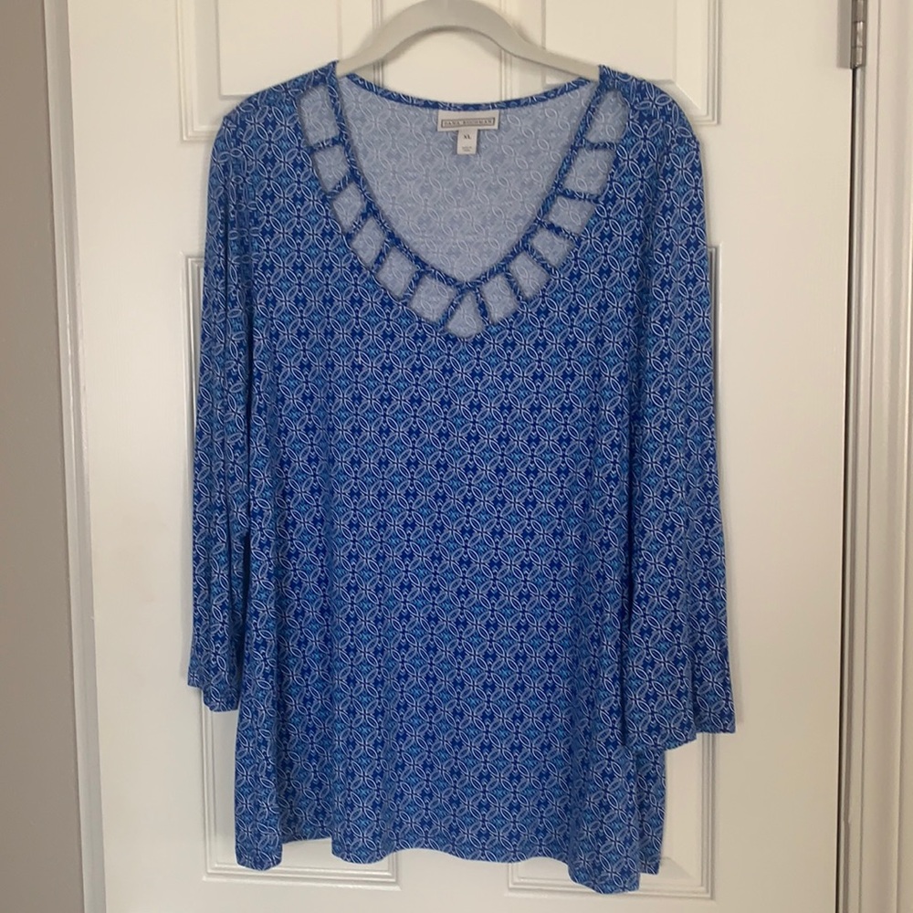 NWOT Dana Buchman XL Blue Print Top